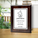 Middle Finger Novelty Funny Customizable Award Plaque | Funny Parody Achievement Personalizable Plaques