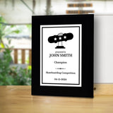 Skateboarding Customizable Black Frame Wooden Award Plaque | Easel Mount Option | Achievement and Recognition Personalizable Plaques