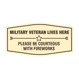 Signs ByLITA Fancy Military Veteran Lives Here Please Be Courteous With Fireworks Easy Installation | Honor Veterans with Military Signs | US Pride | Businesses and Homes Wall or Door Sign