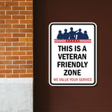 Portrait Round Plus This is a Veteran-Friendly Zone: We Value Your Service Door or Wall Sign Honor Veterans with Military Signs | US Pride | Veteran Gratitude and Discount Signs