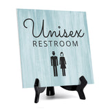 Signs ByLITA Unisex Restroom, Wood Color, Square Table Sign (5" x 5”)