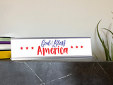God Bless America 2 x 10" Desk Sign | Patriotic Office Decor