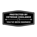 Signs ByLITA Fancy Protected by Veteran Vigilance: You've Been Warned! Easy Installation | Honor Veterans with Military Signs | US Pride | Businesses and Homes Wall or Door Sign