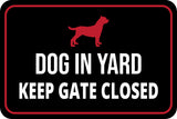 Classic Framed Plus Dog in Yard Keep Gate Closed Wall or Door Sign | Home Security Signage