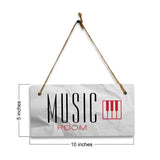 Music Room 5x10 Hanging Plus Wall or Door Sign | Rustic Twine | Range of Vibrant Decor Styles | Room Signs For Home and Business