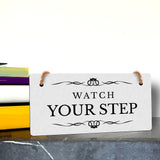 Watch Your Step 5" x 10" Hanging Wall or Door Sign | Rustic Twine | Stylish Business or Office Safety Signage