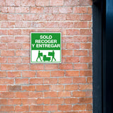 Square Plus Solo Recoger y Entregar Wall or Door Sign | Spanish | Health & Safety Warehouse Business Signage