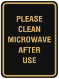 Signs ByLITA Portrait Round Please clean microwave after use Sign - Laser-Engraved Lettering | Durable ABS Plastic | Vibrant Colors | Powerful Foam Tape