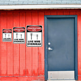 Portrait Round Plus Construction Site Live Wire Overhead Wall or Door Sign | Health And Safety Signage