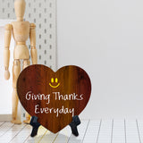 Giving Thanks Everyday Heart Table Sign with Acrylic Stand (6x5") | Religious Home Decor