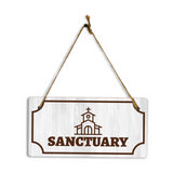 Sanctuary 5x10 Hanging Plus Wall or Door Sign | Religious Rustic Wood Sign