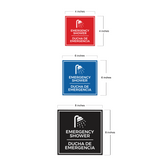 Signs ByLITA Square Emergency Shower Wall or Door Sign | Spanish Bilingual Business and Office Signs