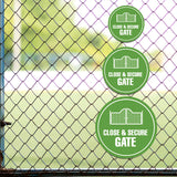 Circle Plus Close & Secure Gate Wall or Door Sign | Easy Installation | Business & Studio Signage