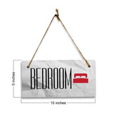 Bedroom 5x10 Hanging Plus Wall or Door Sign | Rustic Twine | Range of Vibrant Decor Styles | Room Signs For Home and Business