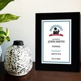 Mixologist Competition Customizable Black Frame Award Plaque | Easel Mount Option | Achievement and Recognition Personalizable Plaques
