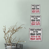 Square Plus What Happens In The Man Cave Stays In The Man Cave Wall or Door Sign | Easy Installation | Funny Home Decor for Garage Bar Workshops