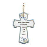 He is not afraid of bad news; his heart is firm, trusting in the Lord. Psalm 112:7 11.5" x 8" Cross Hanging Sign | Rustic Twine | Inspiring Religious Bible Decor