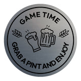 Signs ByLITA Circle Game Time: Grab a Pint and Enjoy ABS Plastic | Laser Engraved | Easy Installation | Elegant Design Wall or Door Sign