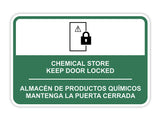 Classic Framed Plus Chemical Store Keep Door Locked Wall or Door Sign | Bilingual Spanish and English Workplace Safety Signage