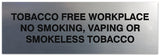 Signs ByLITA Basic Tobacco Free Workplace No smoking, vaping or smokeless tobacco Sign - Laser-Engraved Lettering | Durable ABS Plastic | Vibrant Colors | Powerful Foam Tape