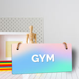 Gym 5x10 Hanging Plus Wall or Door Sign | Rustic Twine | Range of Vibrant Decor Styles | Room Signs For Home and Business