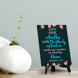 Love one another with brotherly affection Outdo one another in showing honor Romans 12:10 6 x 8" Table Sign With Acrylic Easel | Religious Bible Quotes Decor