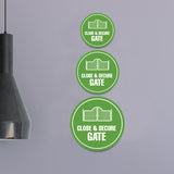 Circle Plus Close & Secure Gate Wall or Door Sign | Easy Installation | Business & Studio Signage