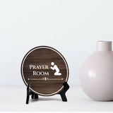 Prayer Room Circle Table Sign with Acrylic Stand (5x5") | Business and Workplace Multi Faith Sign