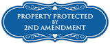 Signs ByLITA Designer Property Protected by 2nd Amendment Sign - Easy Installation | Durable Wall or Door Sign