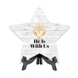 Religious Decor Star Table Sign Premium Sublimated Hardboard | Includes Acrylic Easel Stands | Family And Friends Community | Church Table Sign