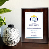Customer Service Recognition Customizable Award Plaque | Achievement and Service Personalizable Plaques