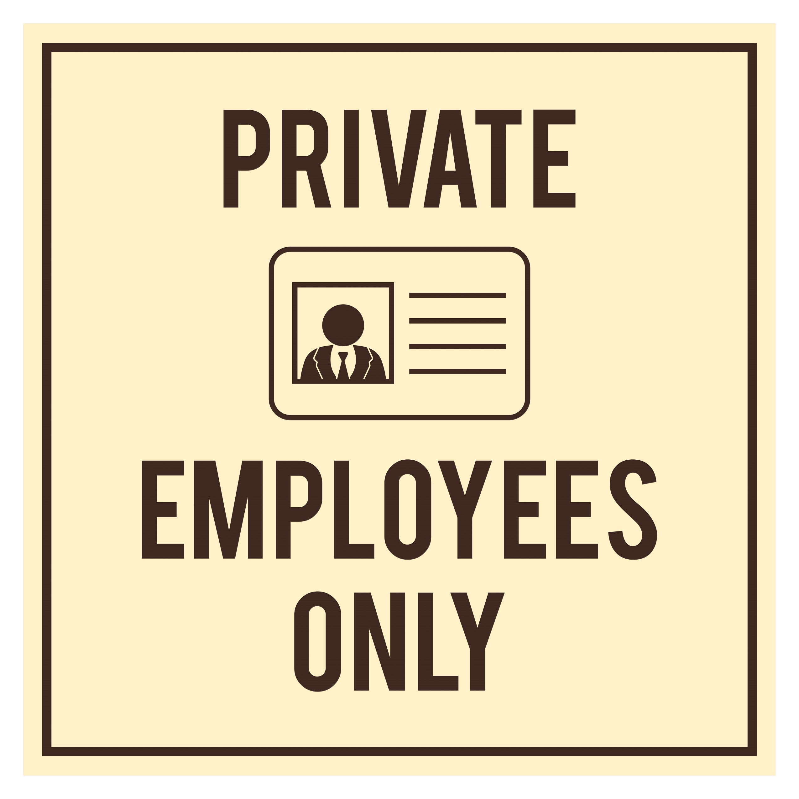 Signs ByLITA Square Private Employees Only Wall or Door Sign