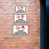 Classic Framed Plus No Smoking No Glass Of Any Kind Allowed On The Pool Deck Wall or Door Sign | Warning Signage