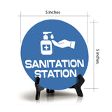 Sanitation Station Circle Table Sign with Acrylic Stand (5x5") | Public Spaces Signage