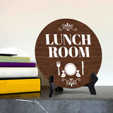 Lunch Room Circle Table Sign with Acrylic Stand (5x5") | Office Spaces Signage