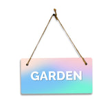 Garden 5x10 Hanging Plus Wall or Door Sign | Rustic Twine | Range of Vibrant Decor Styles | Room Signs For Home and Business