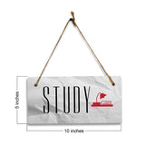 Study 5x10 Hanging Plus Wall or Door Sign | Rustic Twine | Range of Vibrant Decor Styles | Room Signs For Home and Business