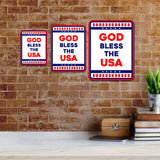 Portrait Round Plus God Bless the USA Door or Wall Sign | Easy Installation | Patriotic Stars and Stripes USA Pride Sign