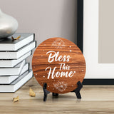 Bless This Home Circle Table Sign with Acrylic Stand (5x5") | Religious Home Decor