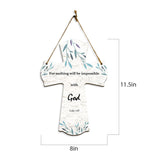 For nothing will be impossible with God. Luke 1:37 11.5" x 8" Cross Hanging Sign | Rustic Twine | Inspiring Religious Bible Decor