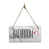 Bathroom 5x10 Hanging Plus Wall or Door Sign | Rustic Twine | Range of Vibrant Decor Styles | Restroom Signs For Home and Business