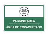 Classic Framed Plus Packing Area Wall or Door Sign | Bilingual Spanish and English Workplace Safety Signage