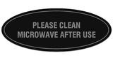 Signs ByLITA Oval Please Clean Microwave After Use Sign - Laser-Engraved Lettering | Durable ABS Plastic | Vibrant Colors | Powerful Foam Tape