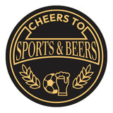 Signs ByLITA Circle Cheers to Sports and Beers ABS Plastic | Laser Engraved | Easy Installation | Elegant Design Wall or Door Sign