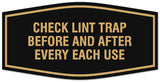 Signs ByLITA Fancy Check lint trap Sign - Laser-Engraved Lettering | Durable ABS Plastic | Vibrant Colors | Powerful Foam Tape Wall or Door Sign