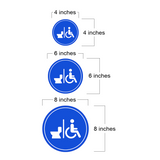 Circle Plus Handicap Restroom Wall or Door Sign | Easy Installation | Health & Safety Signage