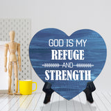Signs ByLITA Heart God is my refuge and strength, Wood Color, Table Sign (6"x5")