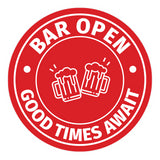 Signs ByLITA Circle Bar Open: Good Times Await ABS Plastic | Laser Engraved | Easy Installation | Elegant Design Wall or Door Sign