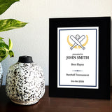 Baseball/Softball Customizable Black Frame Wooden Award Plaque | Easel Mount Option | Achievement and Recognition Personalizable Plaques