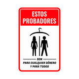 Portrait Round Plus Estos Probadores Son Para Cualquier Género y Para Todos Wall or Door Sign | Spanish Dressing Room Retailer Signage